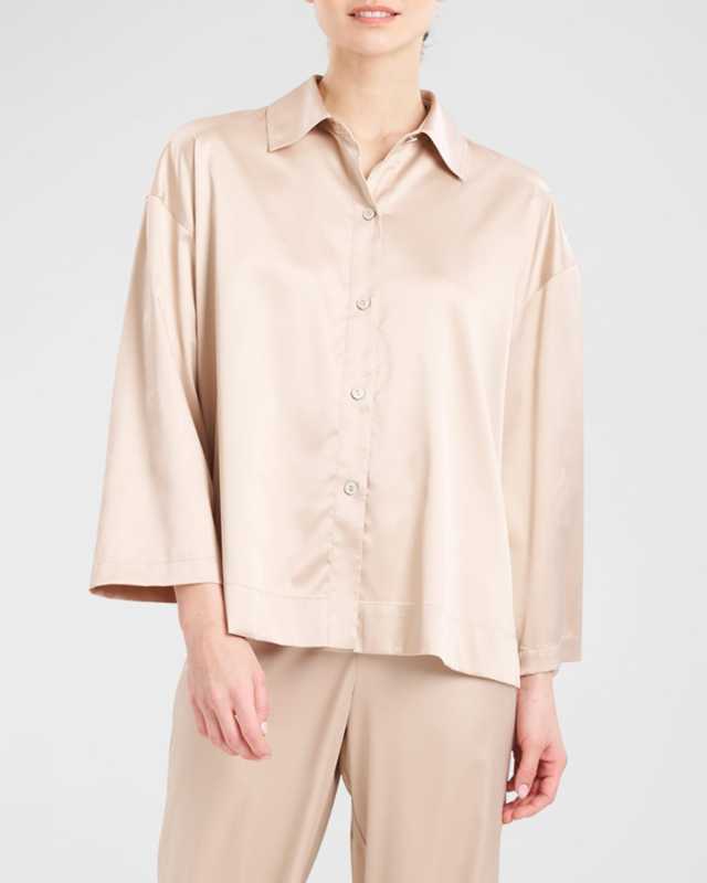 Glamour Satin Button-Down Shirt